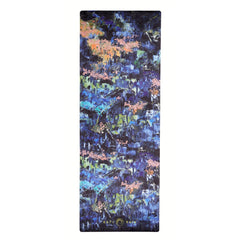 Yoga mat with abstract floral design on a white background